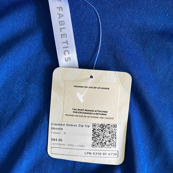 Fabletics Crushed Velour Zip-up Hoodie Jacket Blue Medium NWT - Picture 8 of 8
